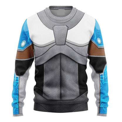 Teen Titan Hoodie Teen Titan Cyborg Cosplay Costume T-shirt Sweatshirt Blue Silver Unisex Adults New Release