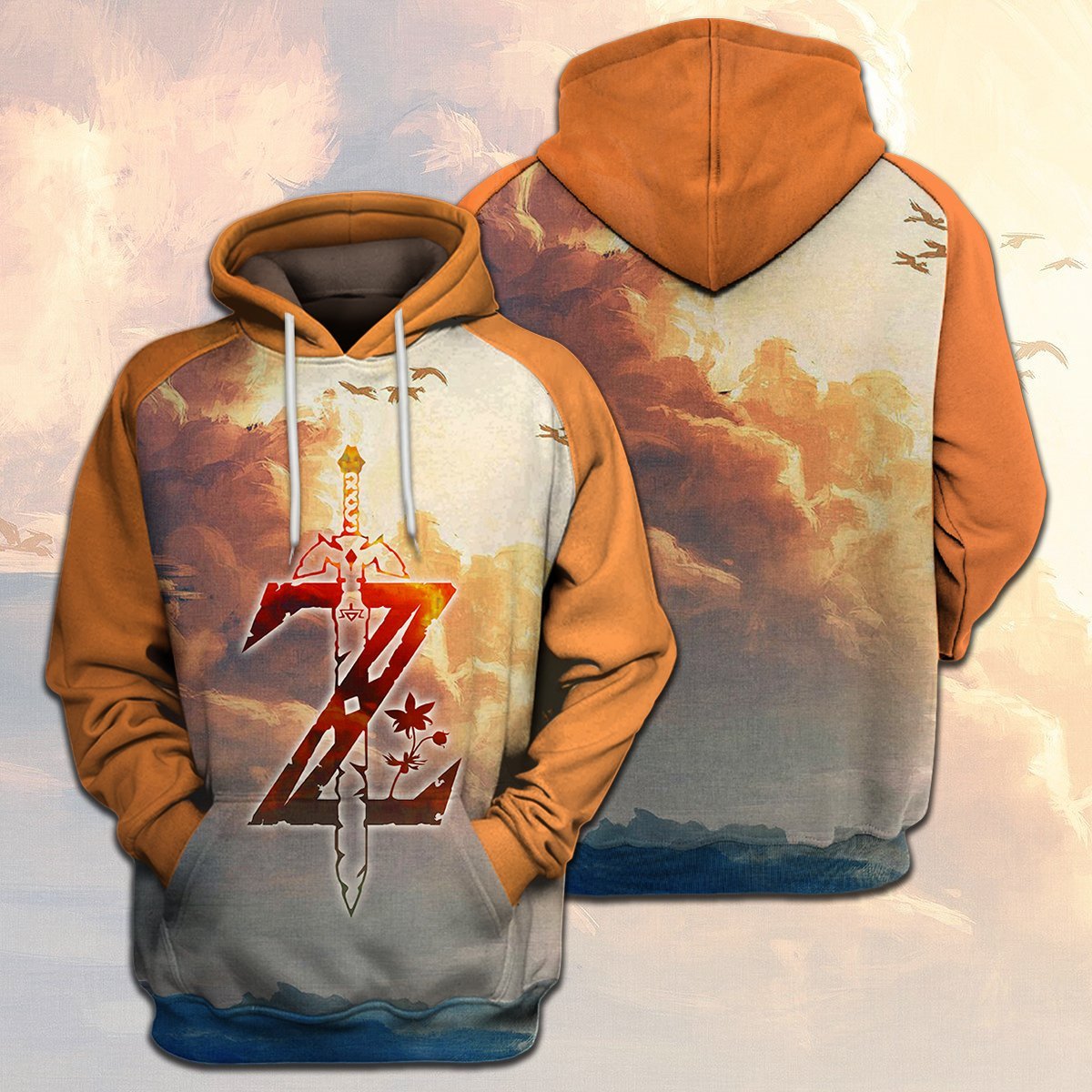 Unifinz Legend Of Zelda Shirt Sunset On The Ocean Botw Z Logo T-shirt Legend Of Zelda Hoodie 2022