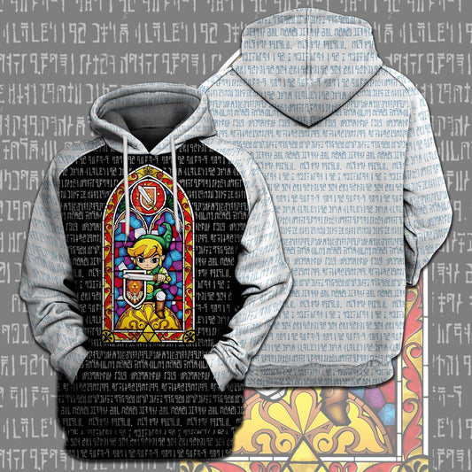 Unifinz Legend Of Zelda Shirt Link Stained Glass Ancient Language T-shirt Legend Of Zelda Hoodie 2022