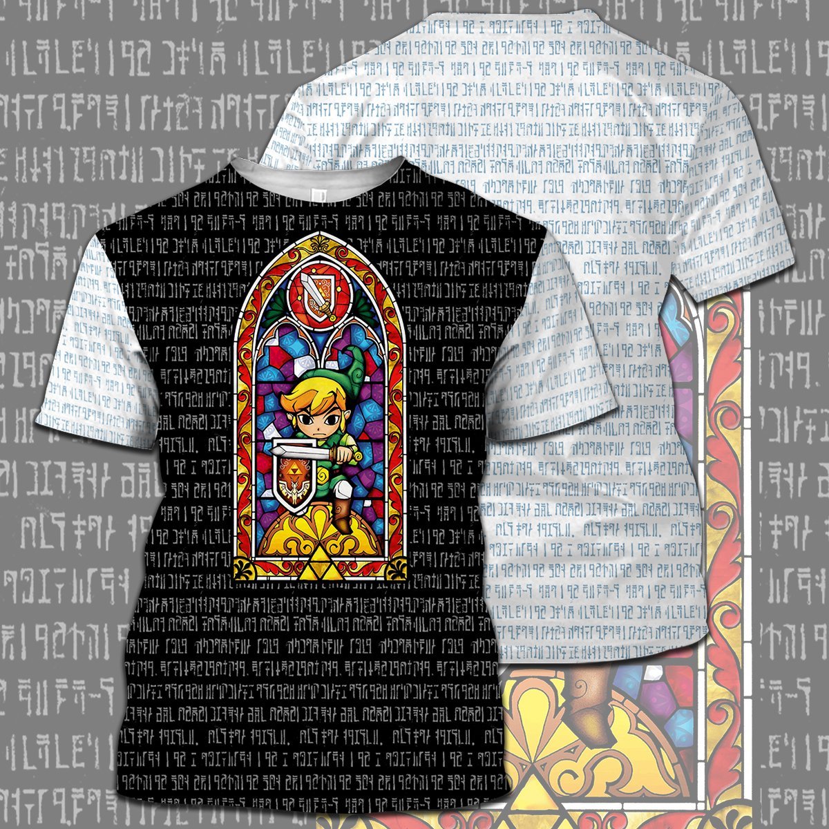 Unifinz Legend Of Zelda Shirt Link Stained Glass Ancient Language T-shirt Legend Of Zelda Hoodie 2022