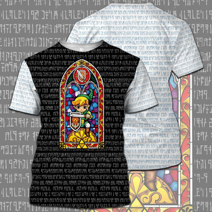 Unifinz Legend Of Zelda Shirt Link Stained Glass Ancient Language T-shirt Legend Of Zelda Hoodie 2022