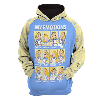 AIW Hoodie Alice My Emotions Graphic Hoodie Blue Yellow Unisex