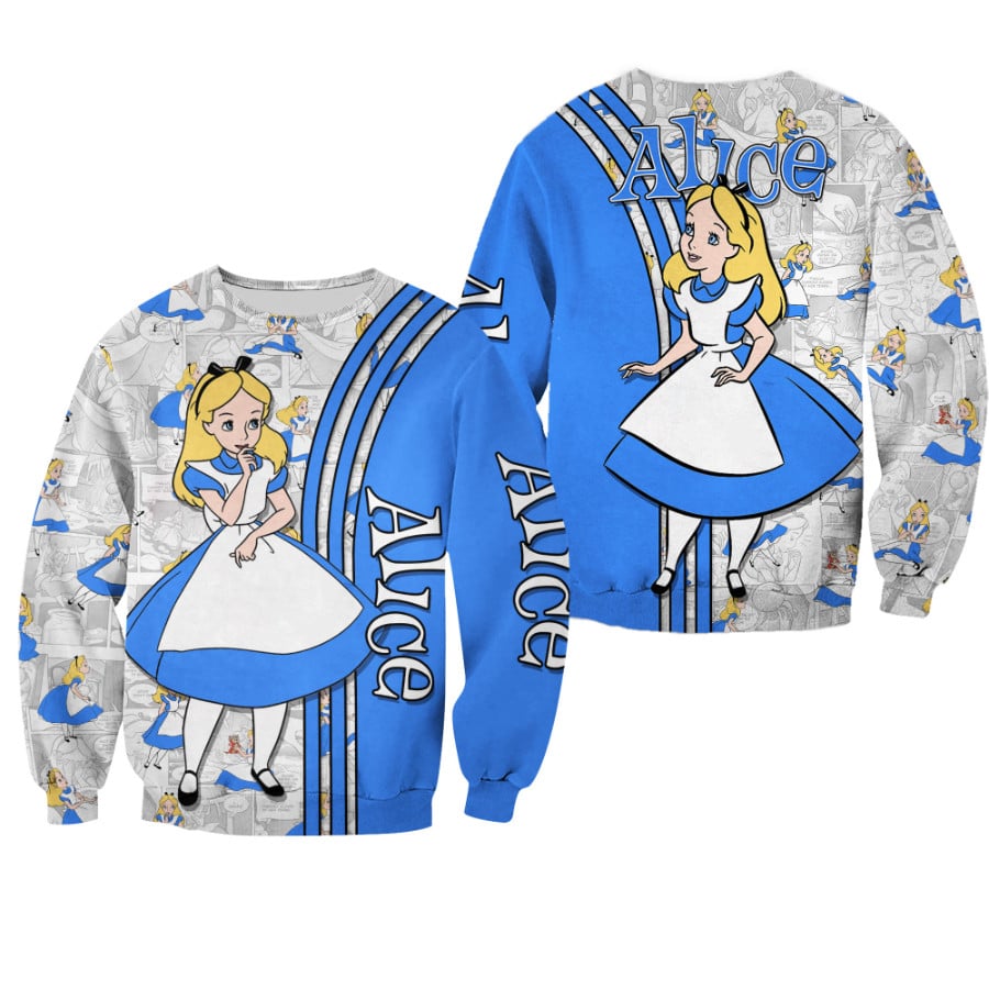 Alice In Wonderland Sweatshirt Alice In Wonderland Graphic Sweatshirt Blue White Unisex