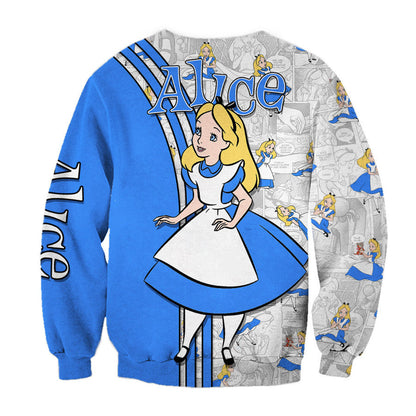 Alice In Wonderland Sweatshirt Alice In Wonderland Graphic Sweatshirt Blue White Unisex