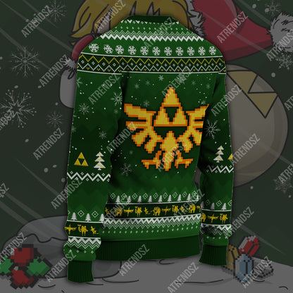 Unifinz Legend Of Zelda Sweater Cute Chibi Link Heart Lives Ugly Sweater Legend Of Zelda Ugly Sweater 2023