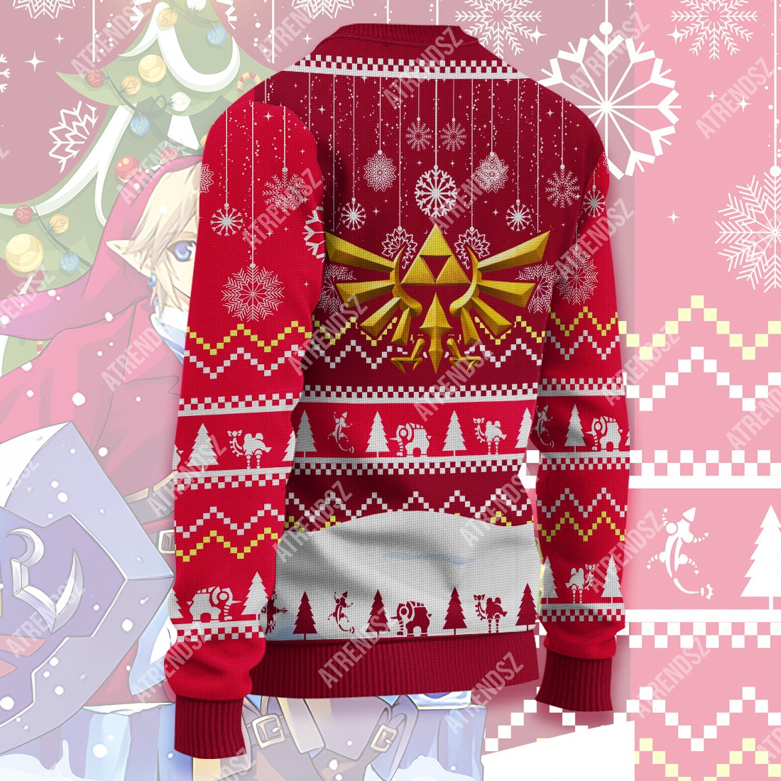 Unifinz Legend Of Zelda Ugly Sweater Link Under Christmas Tree Hyrule Symbol Sweater Legend Of Zelda Sweater 2023