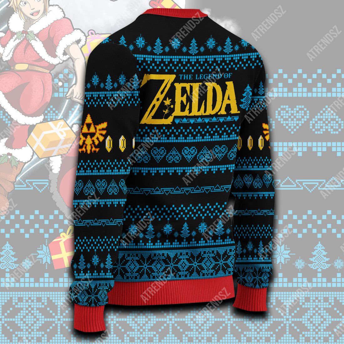 Unifinz Legend Of Zelda Sweater Zelda Link Present Giving Ugly Sweater Black Blue Legend Of Zelda Ugly Sweater 2023