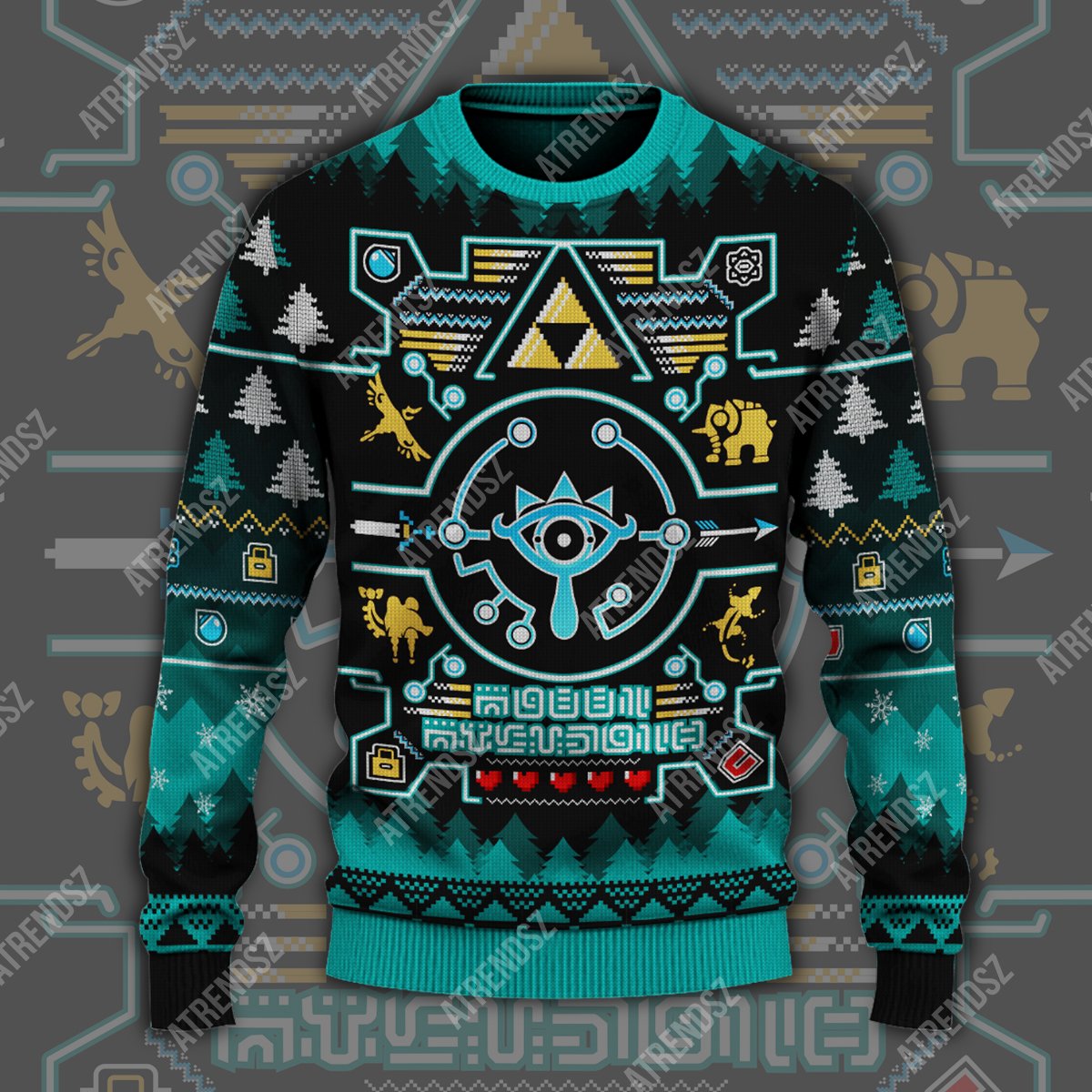 Unifinz Legend Of Zelda Ugly Sweater Sheikah Eye Triforce Symbol Sweater Legend Of Zelda Sweater 2023