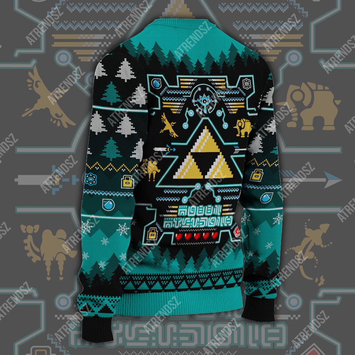 Unifinz Legend Of Zelda Ugly Sweater Sheikah Eye Triforce Symbol Sweater Legend Of Zelda Sweater 2023