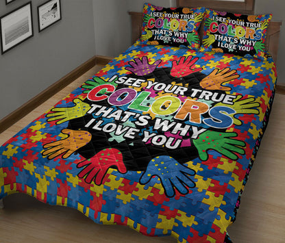 Autism Bedding Set I See Your True Colors I Love You Duvet Covers Colorful Unique Gift