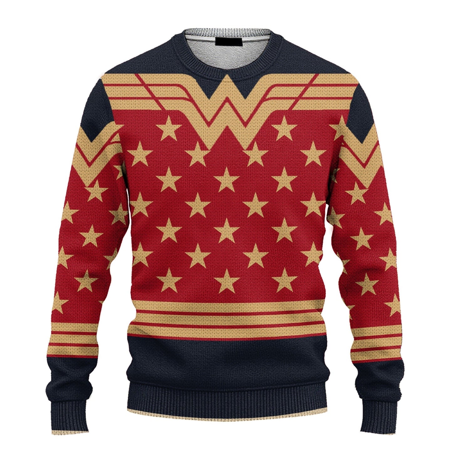 Wonder Woman Sweatshirt Wonder Woman Symbol Christmas Pattern Sweatshirt Red Blue Unisex