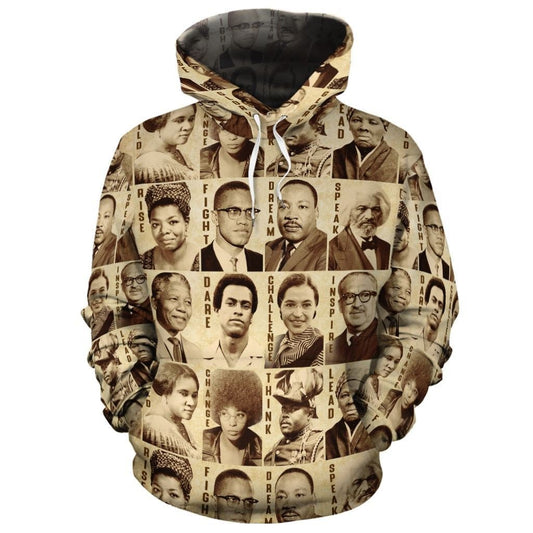 Africa American Hoodie Civil Right Leaders Graphic Hoodie Brown Unisex