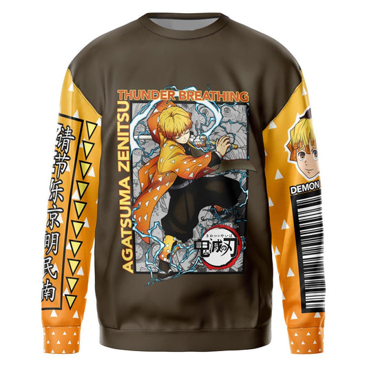 Demon Slayer Sweatshirt Agatsuma Zenitsu Thunder Breathing Sweatshirt Brown Yellow Unisex Adults New Release