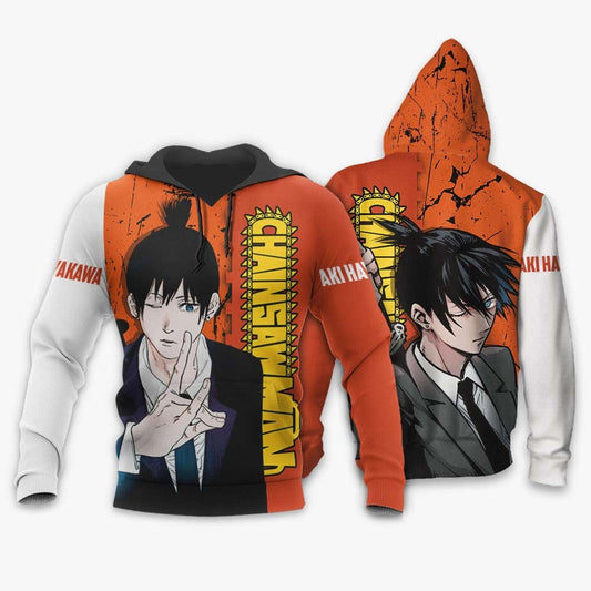 Chainsaw Man Hoodie Cool Aki Hayakawa Character Graphic Hoodie Orange Unisex