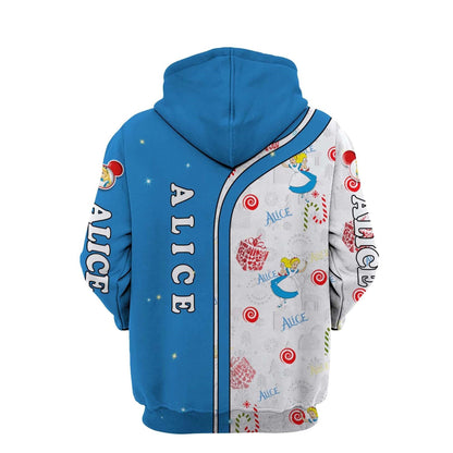 AIW Hoodie Alice Celebration Christmas Pattern Hoodie Blue White Unisex