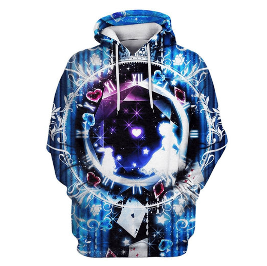 AIW Hoodie Alice And Rabbit Watch Graphic Hoodie Blue Unisex