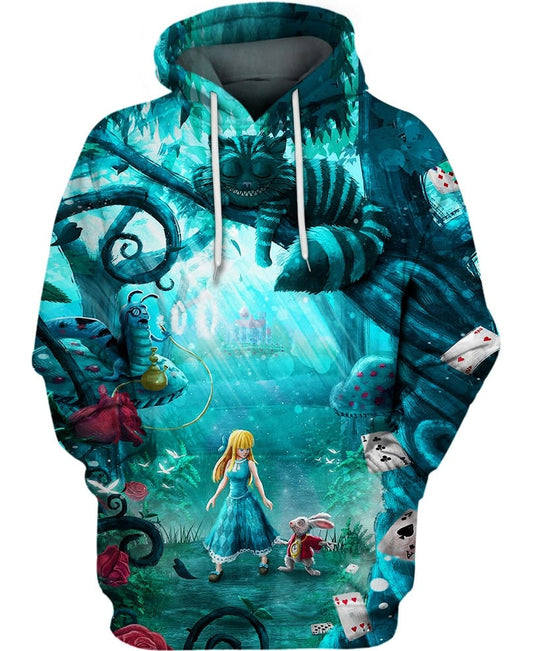 AIW Hoodie Alice Adventures In Wonderland Hoodie Blue Unisex