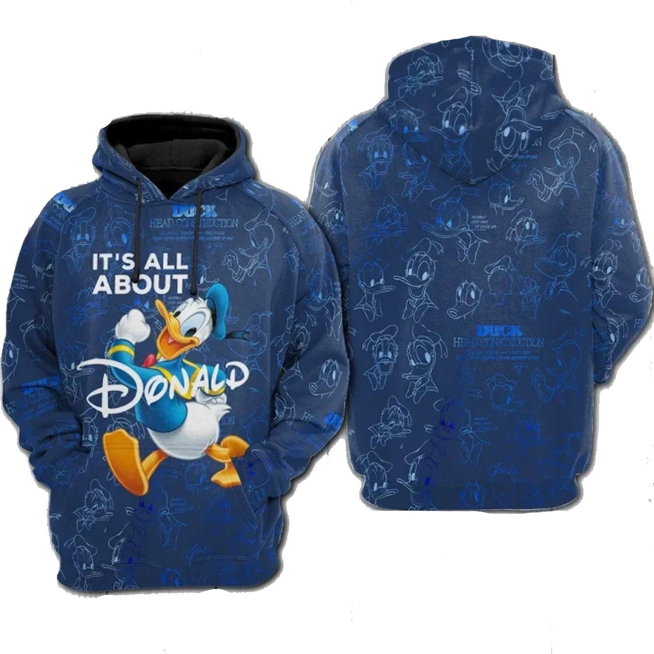 DN Donald Hoodie All About Donald Duck Hoodie Blue Unisex