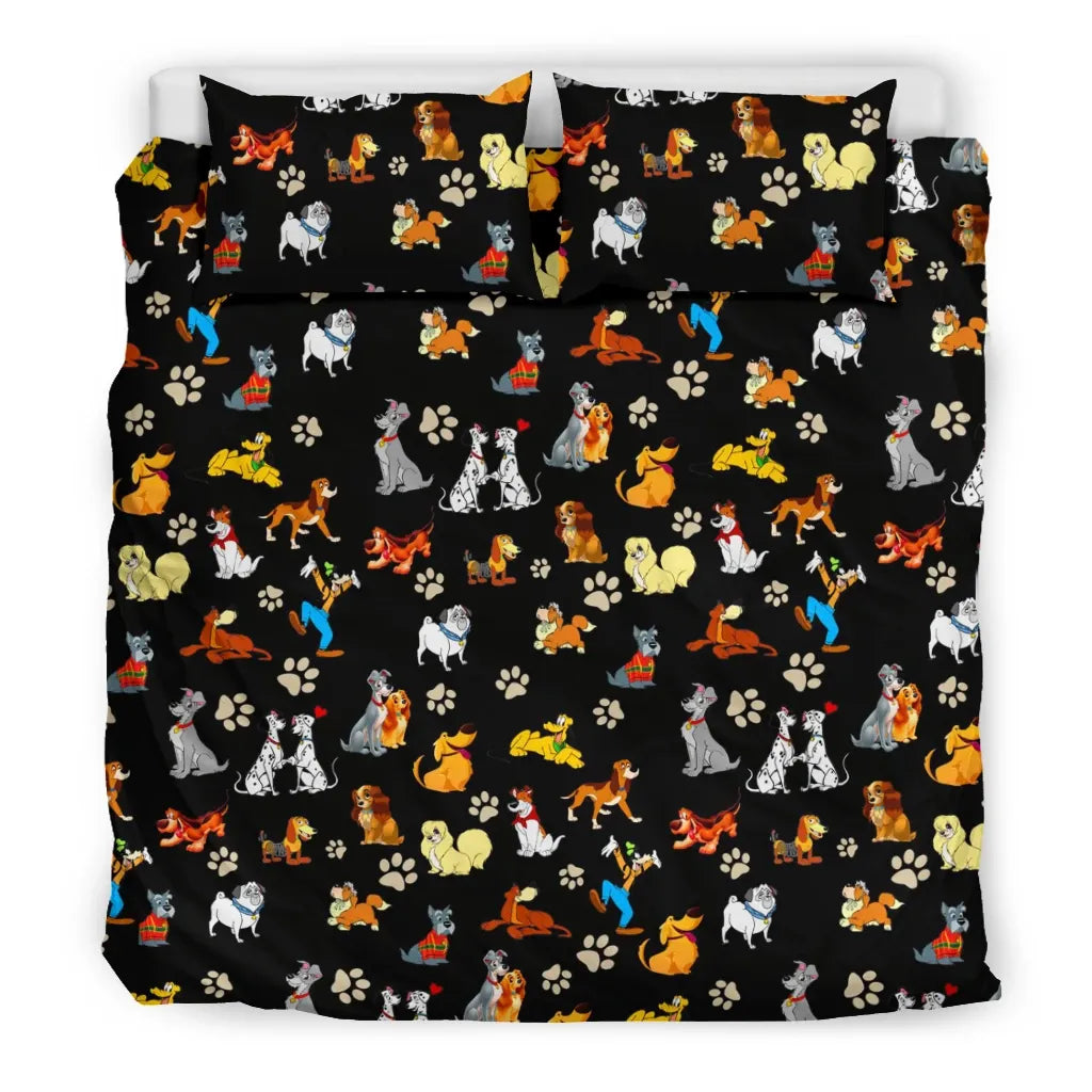 DN Bedding Set All DN Dogs Characters Pattern Duvet Covers Black Unique Gift