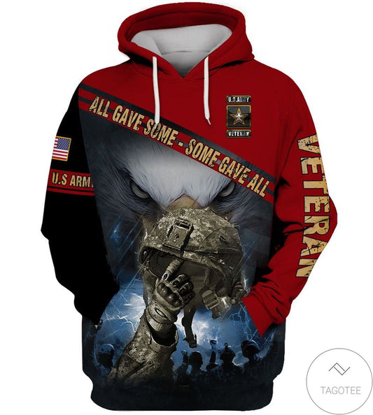 Veteran Hoodie All Gave Some Some Gave All US Army Veteran Hoodie Red Unisex