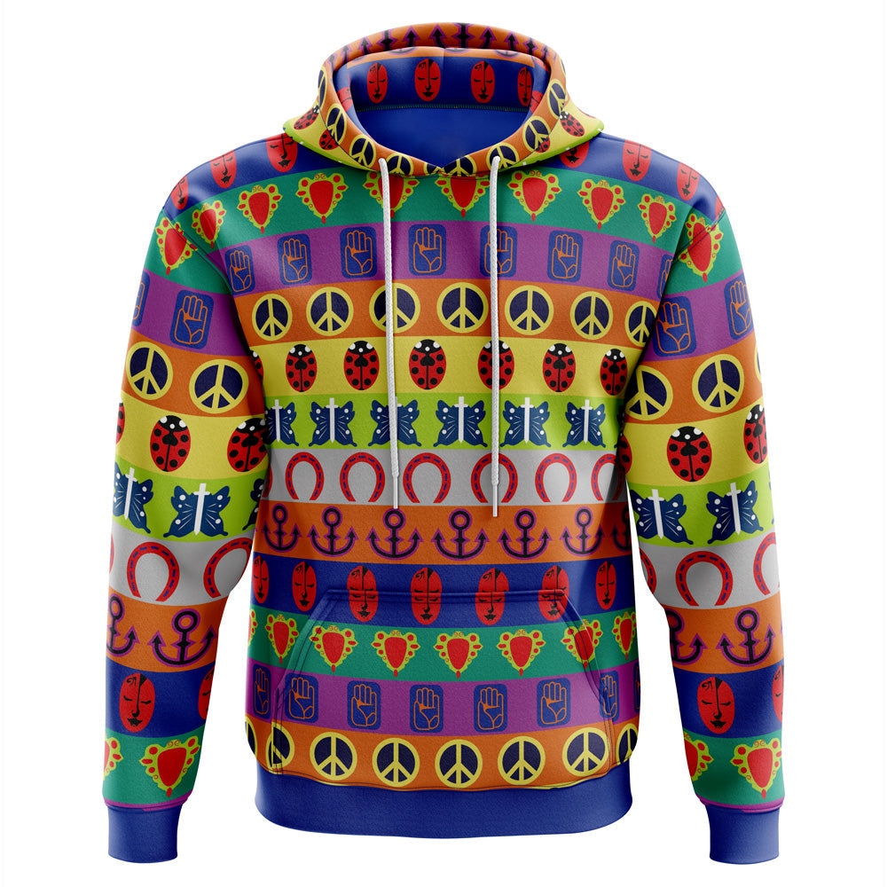 JoJo's Bizarre Adventure Hoodie All Symbols Pattern Hoodie Colorful Unisex