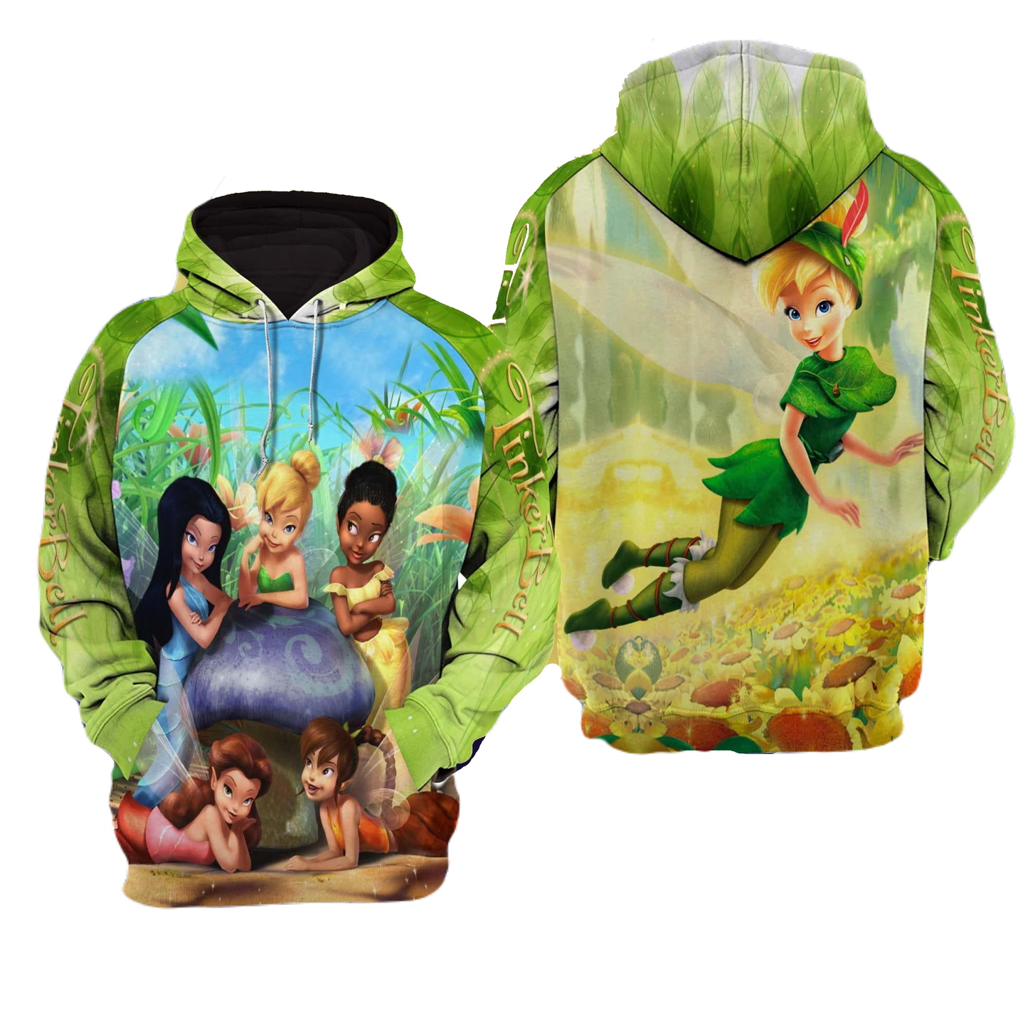 Tinker Bell Hoodie Tinker Bell And Fairy Friends Hoodie Green Unisex