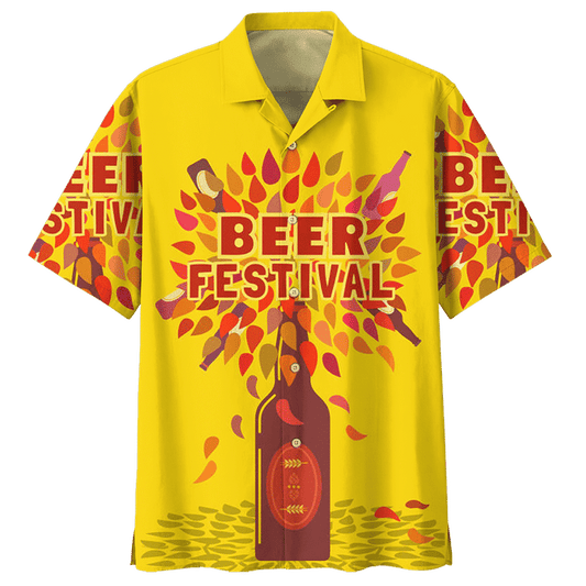 Beer Hawaiian Shirt Beer Festival Yellow Aloha Shirt