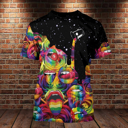 Unifinz LGBT Shirt LGBT Rainbow Color Mouths Candy Graphic Design T-shirt LGBT Hoodie 2022