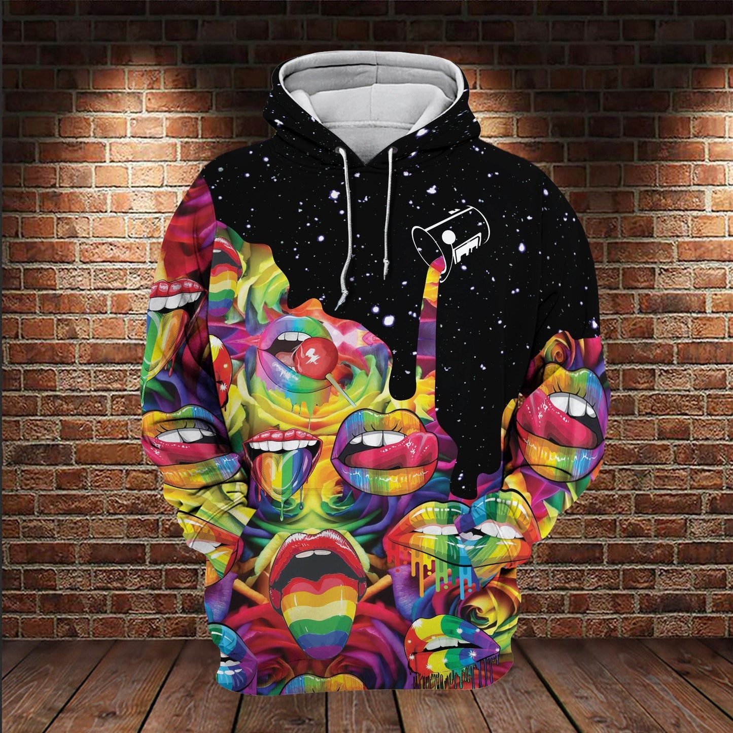 Unifinz LGBT Shirt LGBT Rainbow Color Mouths Candy Graphic Design T-shirt LGBT Hoodie 2022