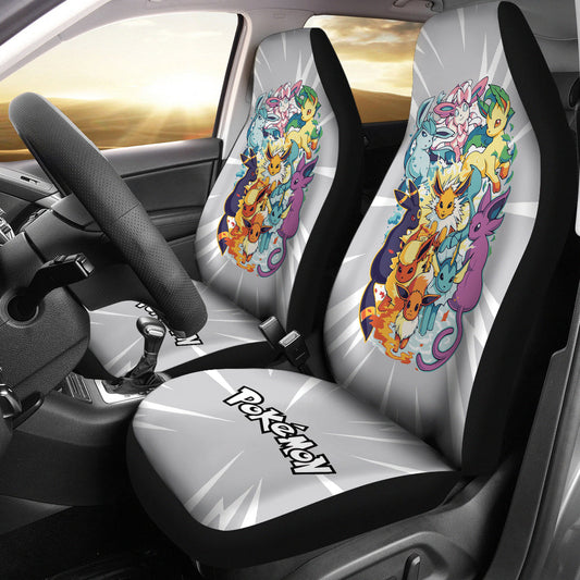 PKM Car Seat Covers All PKM Eevee Evolution Forms Seat Covers Colorful