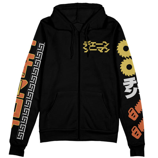 Chainsaw Man Zip Hoodie Denji Chainsaw Devil Man Zip Hoodie Black Unisex