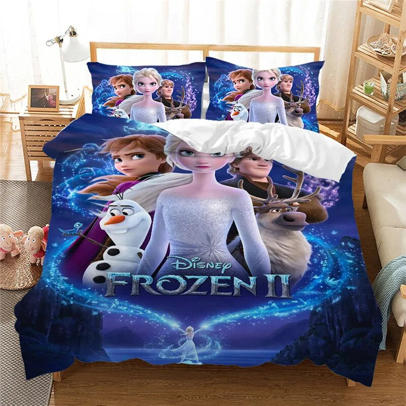 Frozen Bedding Set Frozen Two Poster Characters Graphic Duvet Covers Blue Unique Gift