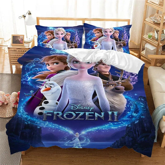 Frozen Bedding Set Frozen Two Poster Characters Graphic Duvet Covers Blue Unique Gift