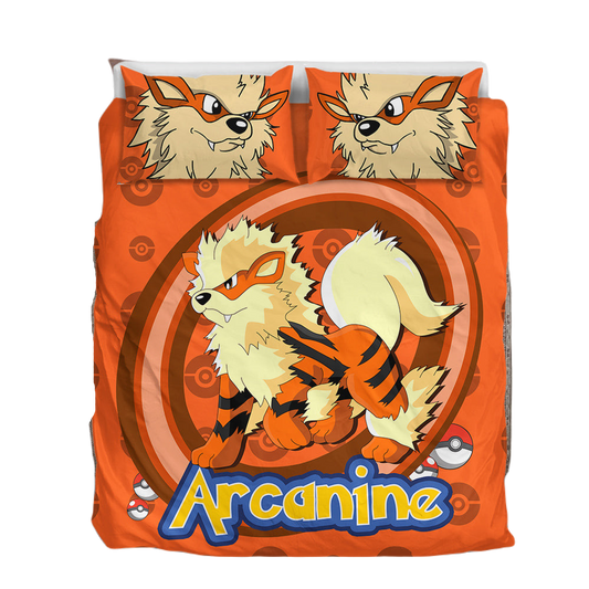 PKM Bedding Set PKM Arcanine Graphic Duvet Covers Orange Unique Gift