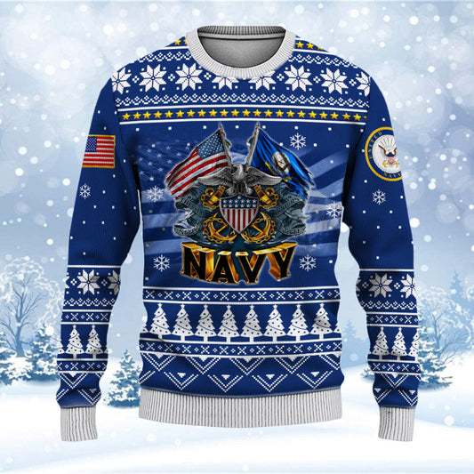 Veteran Sweatshirt Navy Veteran Logo Christmas Sweatshirt Blue Unisex