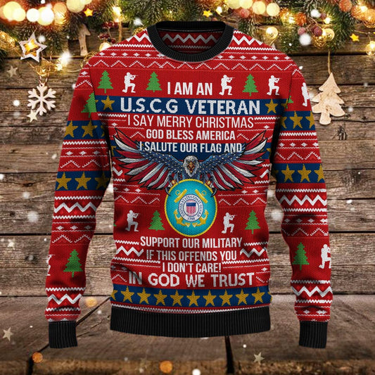 Veteran Sweatshirt I Am An USCG Veteran Sweatshirt Red Unisex