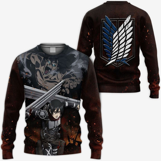 Attack On Titan Sweatshirt Attack On Titan Mikasa Ackerman Sweatshirt Black Unisex Adults