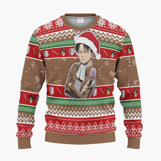 Attack On Titan Sweatshirt Levi Ackerman Christmas Hat Sweatshirt Colorful Unisex Adults