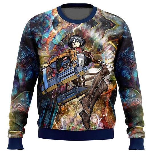 Attack On Titan Sweatshirt Mikasa Ackerman Focused Fight Sweatshirt Colorful Unisex Adults