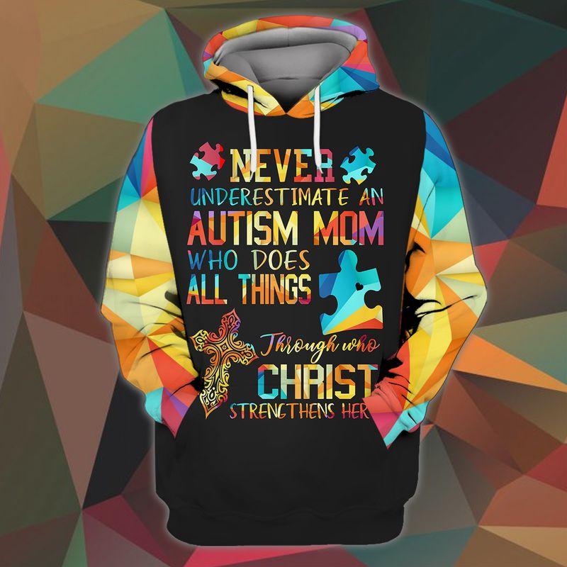 Autism Hoodie Never Unsderestimate An Autism Mom Hoodie
