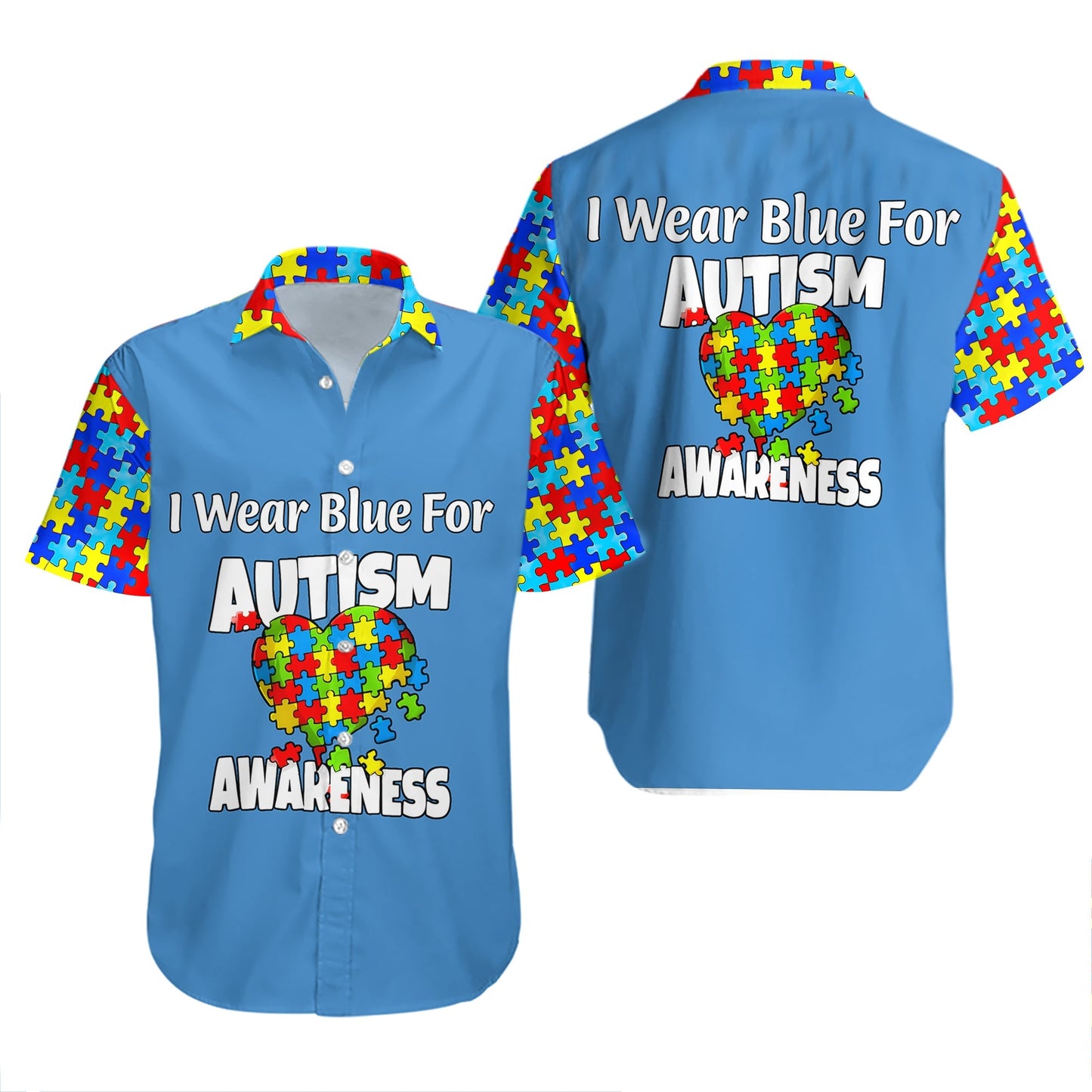 Autism Hawaii Shirt I Wear Blue For Autism Awareness Aloha Shirt Blue Unisex