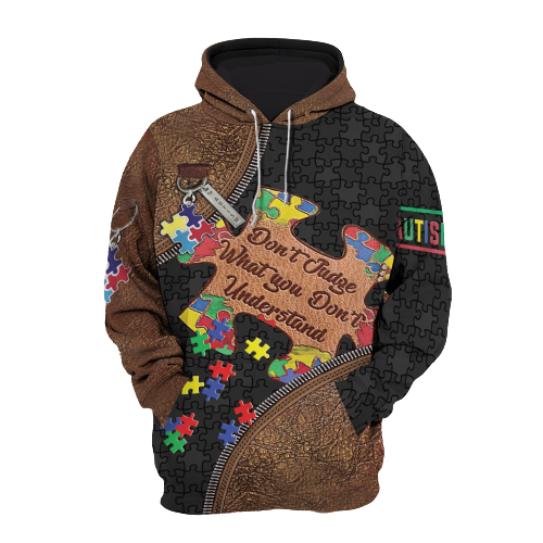 Unifinz Autism Awareness T-shirt Leather Don't Judge What You Don't Understand Hoodie Autism Hoodie 2024