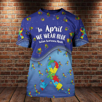 Unifinz Autism Hoodie In April We Wear Blue Autism Ribbon T-shirt  Autism Hoodie Autism Apparel 2023