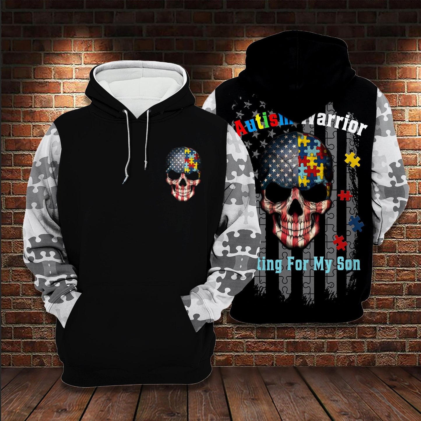 Unifinz Autism Skull Shirt Autism Warrior Fighting For My Son T-shirt Autism Hoodie Autism Apparel 2022