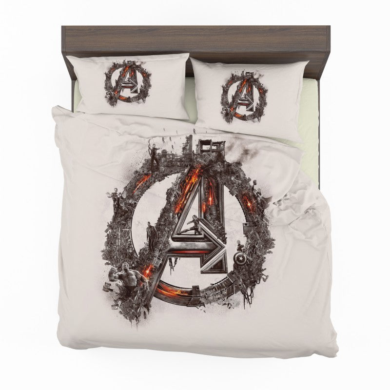 MV Bedding Set Avengers Logo Art Graphic Duvet Covers White Unique Gift