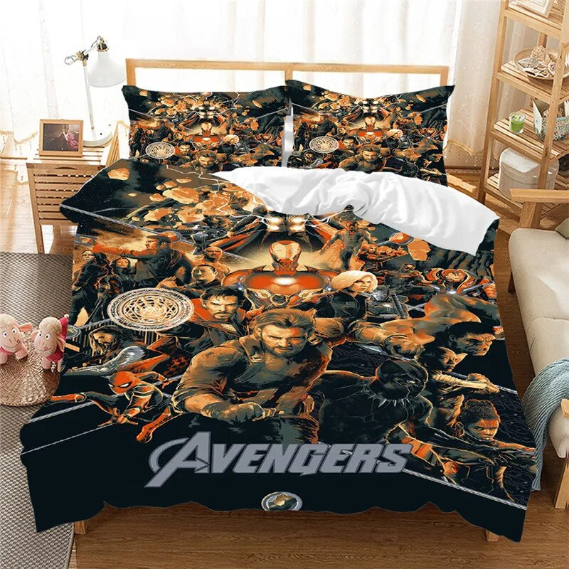 MV Bedding Set Avengers All Heros Pattern Duvet Covers Gray Unique Gift