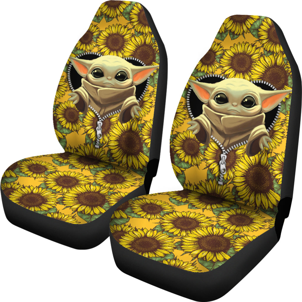SW Car Seat Covers Baby Grogu Sunflower Zipper Seat Covers