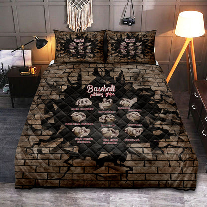 Baseball Bedding Set Baseball Pitching Grips Circle Change Up Duvet Covers Brown Unique Gift