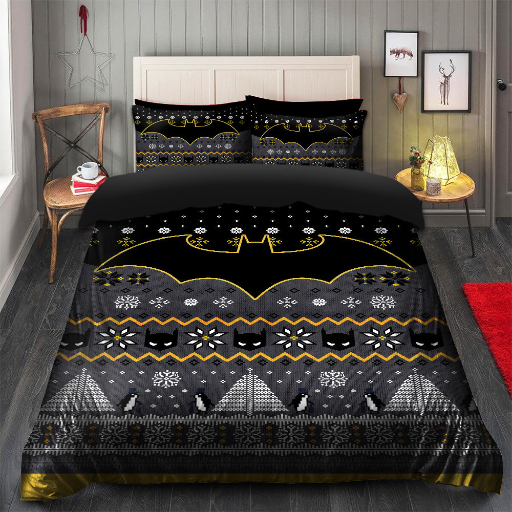 Batman Bedding Set DC Batman Logo Helmet Pattern Duvet Covers Black Gray Unique Gift