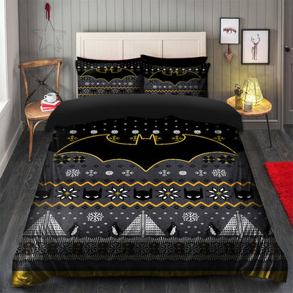 Batman Bedding Set DC Batman Logo Helmet Pattern Duvet Covers Black Gray Unique Gift